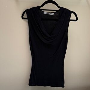 Michael Stars Classic Black Drape Neck Sleeveless Top